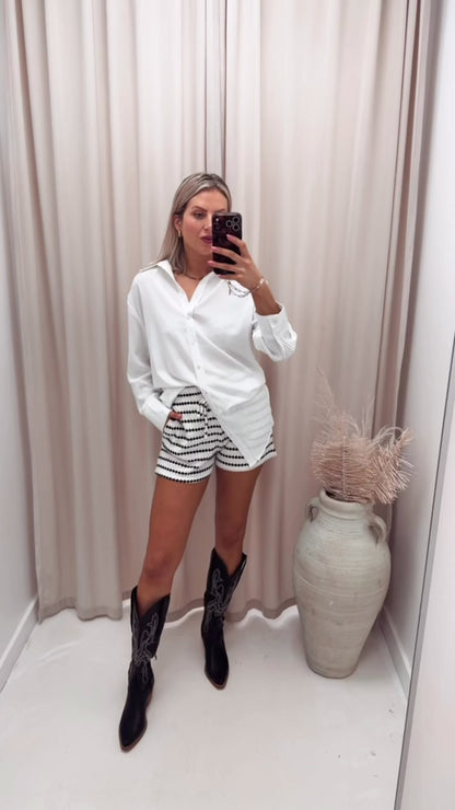 EVA CROCHET STRIPED SHORT | ONLY (WHITE)