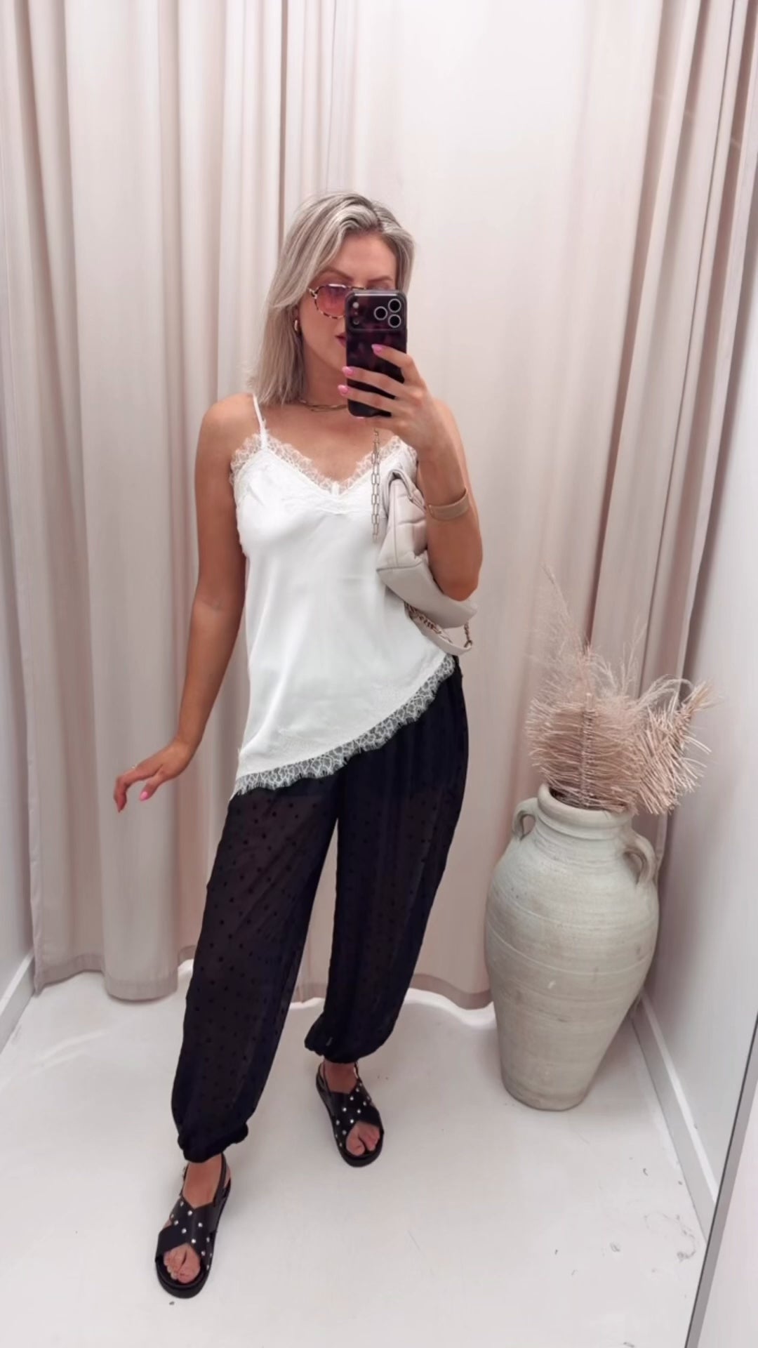 BELLA STRAP SATIN LACE TOP