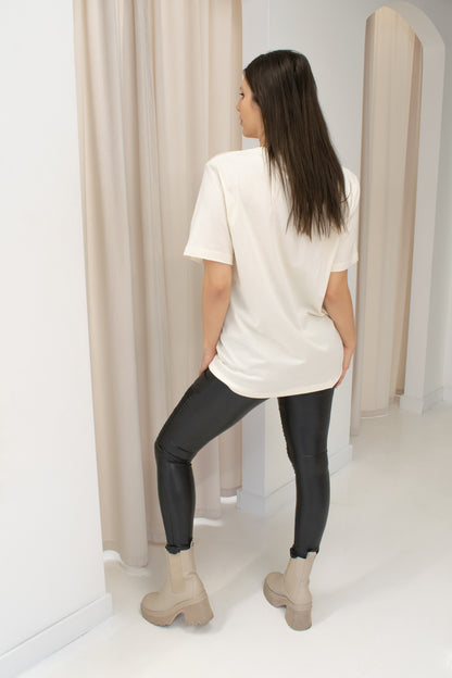 NEW PREGO LEGGINGS FAUX LEATHER MOTO